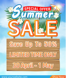 summer sale special offer deal promotion poster vector image