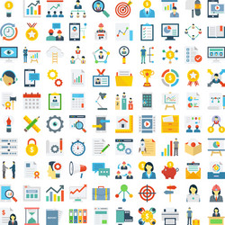 Project management colored icons set every vector