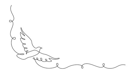 one continuous line drawing of flying dove bird vector image