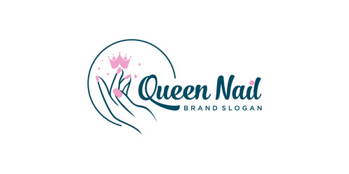 Queen nail icon logo design with modern unique vector