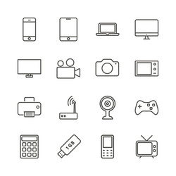 electronic device set icon outline technology vector image