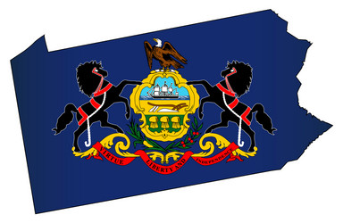 Pennsylvania outline map and flag vector