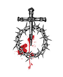 jesus nails with thorn crown vector image