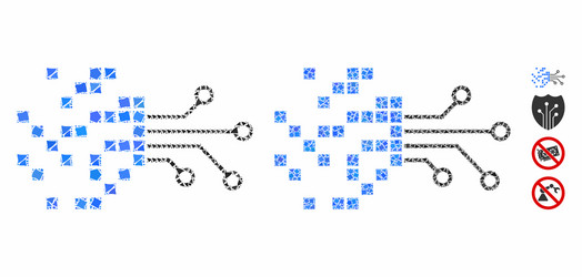 digital circuit transformation mosaic icon vector image