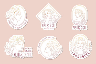 aphrodite logo beauty salon badges with stylized vector image