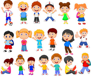 cartoon happy children collection set vector image