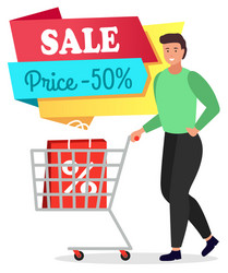 man push shopping trolley black friday 50 sale vector image