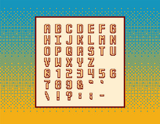 retro pixel video game font - symbols letters vector image