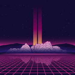 80s retro futuristic laser grid and wireframe vector image