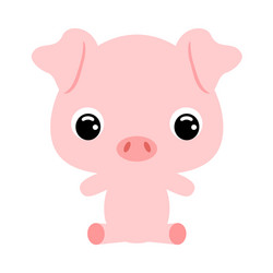 cute little sitting pig domestic animal vector image