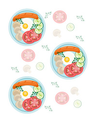 English breakfast plates flat style top view vector