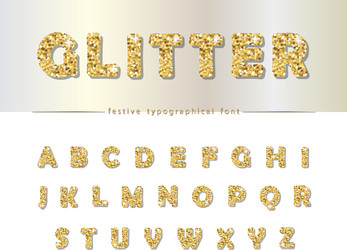 golden glitter font isolated on white modern vector image