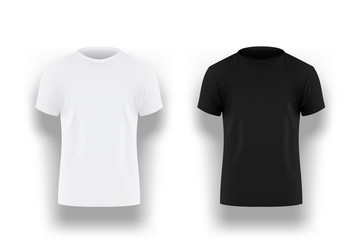 mens black and white t-shirt with short sleeve vector image