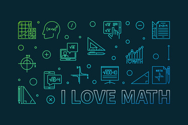 I love math concept outline horizontal modern vector