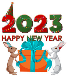 happy new year banner design with cute rabbit vector image