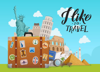 concept with worldwide sights vector image