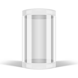 3d round transparent glass showcase box on white vector image