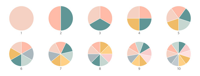 Pie chart color icons segment slice sign circle vector