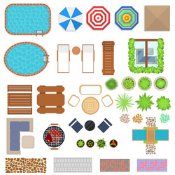 cartoon landscape design elements set top view vector image