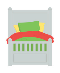 children bed with blanket and pillows bedding vector image