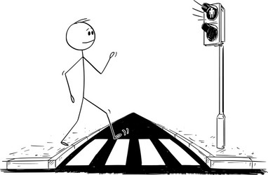 Cartoon man walking on pedestrian crossing vector