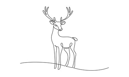 one continuous line drawing of christmas reindeer vector image