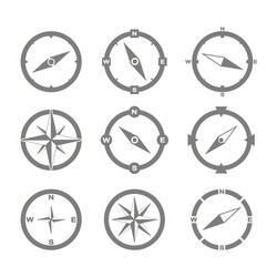 set of monochrome icons with compass vector image