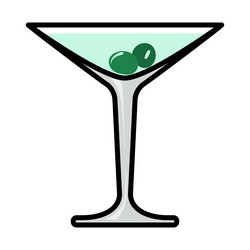 icon of cocktail glass with olives vector image