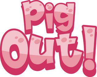 font design template for word pig out in pink vector image