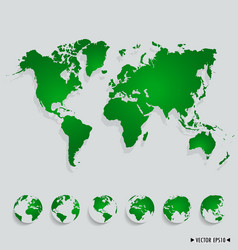 World map and earth globes vector