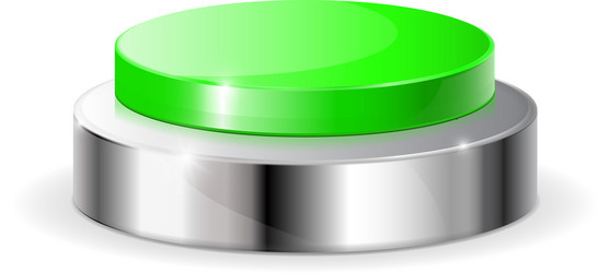 green push button with metal frame vector image