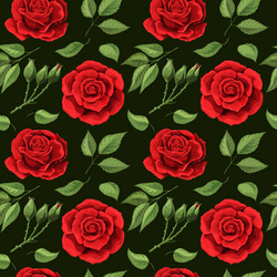 red roses embroidery seamless pattern beautiful vector image