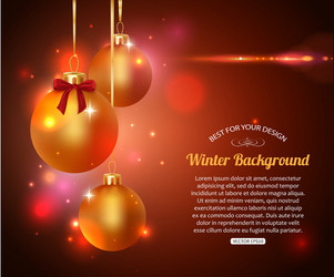 shining christmas background with golden balls vector image