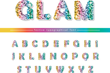 glitter confetti multicolored font isolated vector image