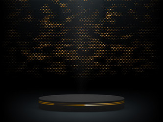 3d room with pedestal podium and golden glitter vector image