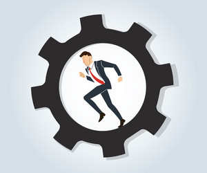 businessman running in wheel gear vector image