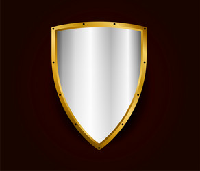 metal realistic shield silver with gold royal vector image