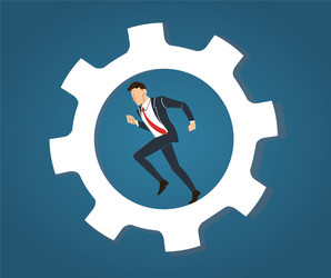 businessman running in wheel gear vector image