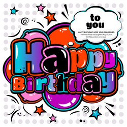 birthday card in style comic book speech bubble vector image