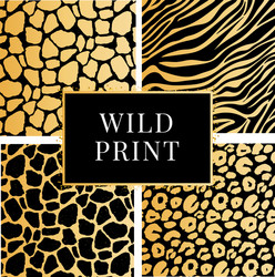 a collection four different animal wild print vector image