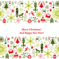 Christmas card with flat xmas icons vector