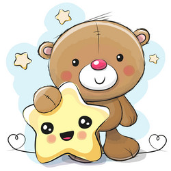 cute cartoon teddy bear with star vector image