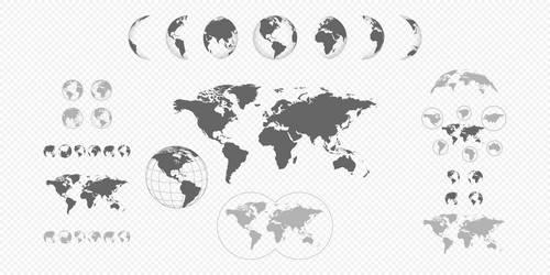 earth map collection black globes icons vector image