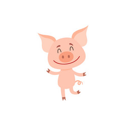 little pig dancing on two rear legs with eyes vector image