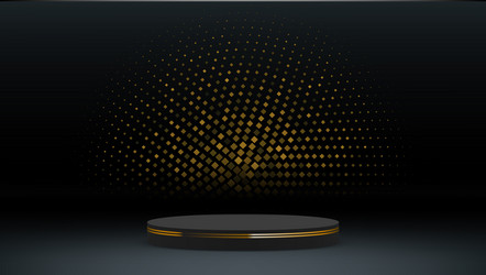 3d room with pedestal podium and golden glitter vector image