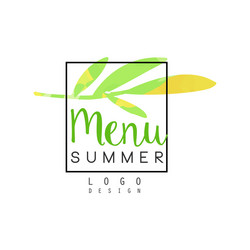 summer menu logo design badge for healthy food vector image