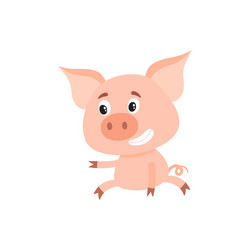 Funny little pig sitting awkwardly and pointing vector