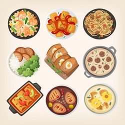 homemade dinner dishes vector image