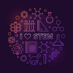 i love stem colored circular outline vector image