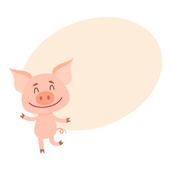 little pig dancing on two rear legs with eyes vector image